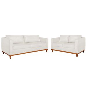 Kit Sofá 2 E 3 Lugares 180cm Europa Bouclé - Amarena Móveis Cor Branco