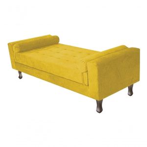 Recamier Baú Félix Solteiro 100cm Suede Rosê - Amarena Móveis Cor Amarelo