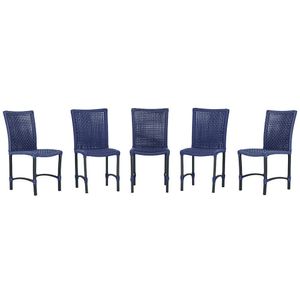 5 Cadeiras Cannes Corda Náutica Alumínio Cozinha Jantar Azul