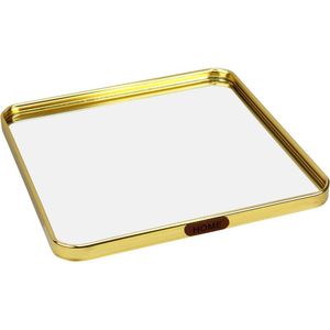 Bandeja Decorativa Para Servir Quadrada Home&co Com Espelho Metal 1x25x25cm Dourado