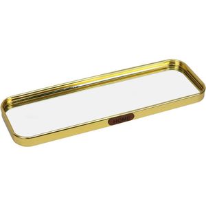 Bandeja Decorativa Para Servir Retangular Home&co Com Espelho Metal 1x30x10cm Dourado