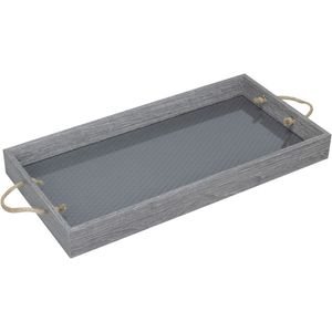 Bandeja Decorativa Para Servir Home&co Retangular Mdf 20x40x4cm Cinza