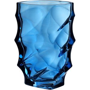 Vaso Decorativo Enfeite Casa Ondas Home&co Vidro 19x12x12cm Azul