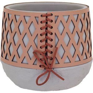 Vaso Decorativo Enfeite Casa Cimento 18x12x12cm Bege