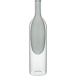 Vaso Decorativo Enfeite Casa Garrafa Vidro 29x7x7cm Cinza