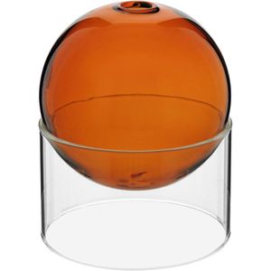 Vaso Decorativo Enfeite Casa Esfera Com Suporte Vidro 10x10x10cm âmbar