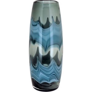 Vaso Decorativo Enfeite Casa Vidro 35x14x14cm Azul