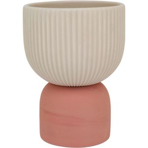 Cachepô Vaso Decorativo Planta Cerâmica 20x15x15cm Creme