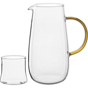 Jg 5pç Jarra/copo água Suco Borossilicato 1,3l/280ml Transparente