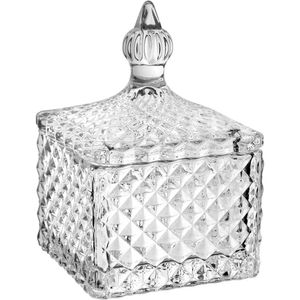 Potiche Decorativo Bomboniere Quadrado Home&co Com Tampa Vidro 11x8x8cm Transparente