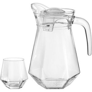 Jogo 5 Peça Jarra/copos água Syco Tampa Acrilico Vidro 1,4l/330ml