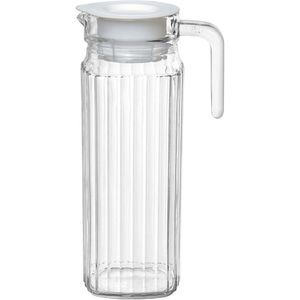 Jarra água Suco Home&co Tampa Branca Vidro 1,1l 24x8x8cm Transparente