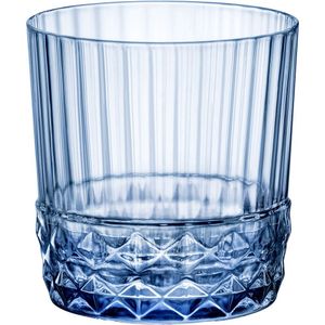 Jogo 6 Copos Uísque Bormioli Rocco America 20s Vidro 370ml 9x9x9cm Azul