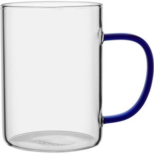 Caneca Alça Azul Borossilicato 450ml 12x8x8cm Transparente