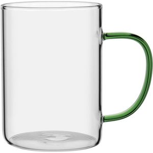 Caneca Alça Verde Borossilicato 450ml 12x8x8cm Transparente