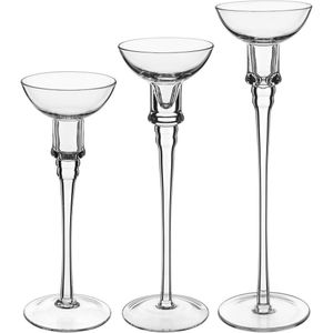 Jogo 3 Peças Castiçal Home&co Eco Crystal Transparente Porta Vela