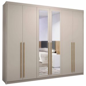 Guarda Roupa Casal 6 Portas Espelho Dubai Majestic Fendi - Vlr Móveis