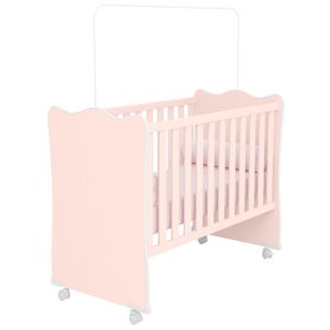 Berço Simples Com Rodízios Doce Sonho Rosa - Qmovi