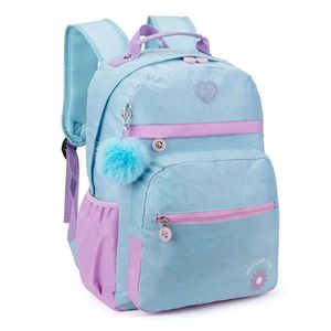 Mochila Escolar Infantil Kk24m14 Azul Claro Roxo - Kika