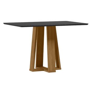 Mesa De Jantar Rubi 120x80 Cm Com Vidro Ype Damasco Preto - New Ceval