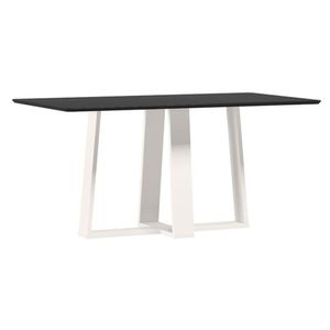 Mesa De Jantar Rubi 160x90 Cm Com Vidro Off White Preto - New Ceval