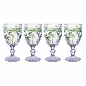 Jogo 4 Taças Vidro Palm Tree Transparente Class Home 310ml