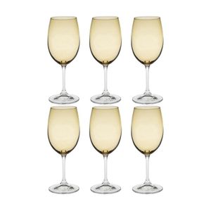 Jogo 6 Taças De Cristal Ecológico Bohemia âmbar P- Vinho água Gastro 580ml