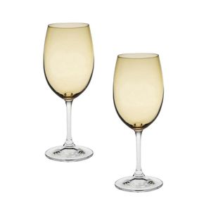 Jogo 2 Taças De Cristal Ecológico Bohemia âmbar P- Vinho água Gastro 580ml