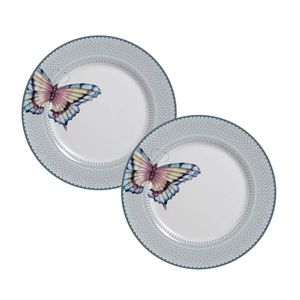 Jogo 2 Pratos Sobremesa Cerâmica Alleanza Borboleta Plus 1ªl