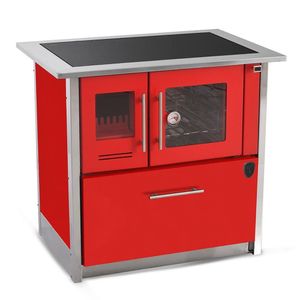 Fogão A Lenha Eclipse Direito Vermelho Chapa Vitroceramica N2