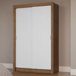 Guarda-roupa Solteiro 2 Portas De Correr Rustic/branco Milano Madesa Rustic/branco