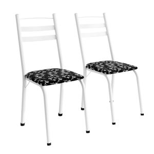 Conjunto Com 2 Cadeiras Tubular Itália Branco Floral Artefamol Branco