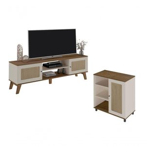 Conjunto Para Sala Com Rack E Buffet Charlotte Pinho/off White Artely Pinho/off White