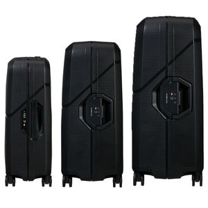 Conjunto De Malas Magnum Eco Samsonite Polipropileno Cadeado Tsa 4 Rodas Duplas Preto P-M-G