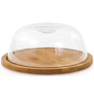 Porta Queijo Em Bambu Tampa Acrilico 19x8 Cm Ecokitchen Mimo