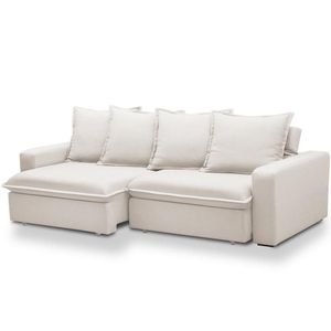 Sofá Retrátil Reclinável Para Sala De Estar Living 195cm Vêneto F04 Bouclê Cru - Lyam Decor