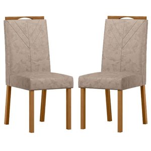 Cadeira Para Mesa De Jantar Anitta Kit 2 Peças Ype Camurça Marrom - New Ceval