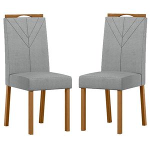 Cadeira Para Mesa De Jantar Anitta Kit 2 Peças Ype Linho Cinza Claro - New Ceval