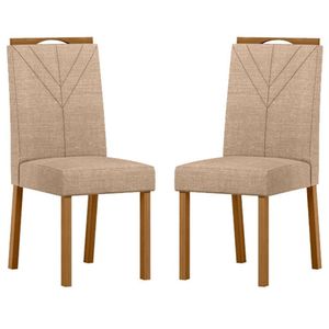 Cadeira Para Mesa De Jantar Anitta Kit 2 Peças Ype Linho Areia - New Ceval