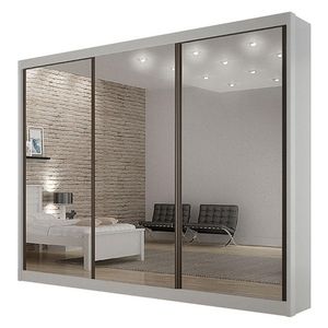 Guarda Roupa 6 Gavetas San Marino Premium Com 3 Espelhos Branco - Leifer Móveis