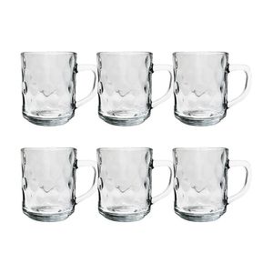 Kit 6 Canecas De Vidro Bubles Relevo Em Casa Tem 245ml