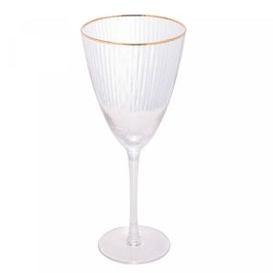 Taça De Vinho De Vidro Com Borda Dourada Lines 400ml Wolff