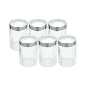 Kit 6 Porta Mantimentos Vidro Com Tampa Aço Inox E Visor 1,2l Lyor