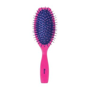 Escova De Cabelo Oval 21cm Rosa Pink Nylon Almofadada Ricca