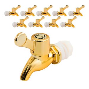 Kit 10 Torneiras Para Suqueira Dispenser Plástico Dourada Luxo Filtro Com Vedação