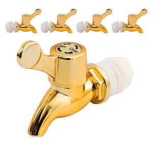 Kit 5 Torneiras Para Suqueira Dispenser Plástico Dourada Luxo Filtro Com Vedação
