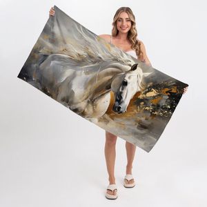 Toalha De Praia Cavalo Branco Art