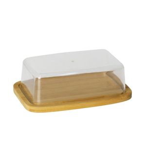 Kit Manteigueira De Bambu + Açucareiro Cristal C-colher Lyor