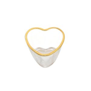 Kit 6 Copo De Shot Coração Vidro Com Borda Dourada 50ml Lyor