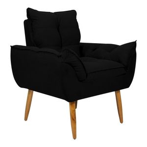 Poltrona Decorativa 88cm Com Pés Retrô Multimóveis Cr45269 Preto